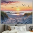 thumbnail image 2 of Chilfamy  Ocean Beach Tapestry Wall Hanging, Sunset Seabird and Beach with Grass Wall Hanging Tapestry Natural Landscape Tapestry for Bedroom Living Room Dorm Decoration Wall Decor 40x30inch, 2 of 6