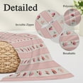 thumbnail image 3 of Pink Flowers Body Pillow Cover 20 x 60 Inch Decorative Pillow Cover Spring Botanical Vertical Stripes Beige Lumbar Pillowcase Seasonal Rectangle Cushion Case for Couch Sofa Bed Living Room, 3 of 9