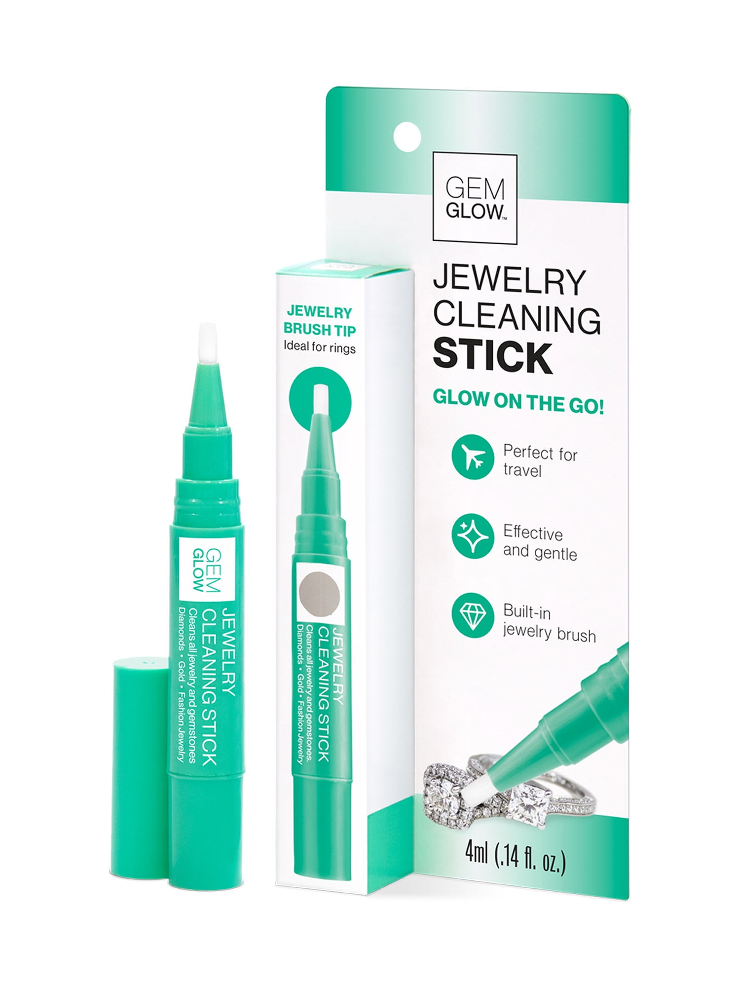 Gem Glow Jewelry Cleaning Stick for Sparkling Rings & Watches with Brush Tip