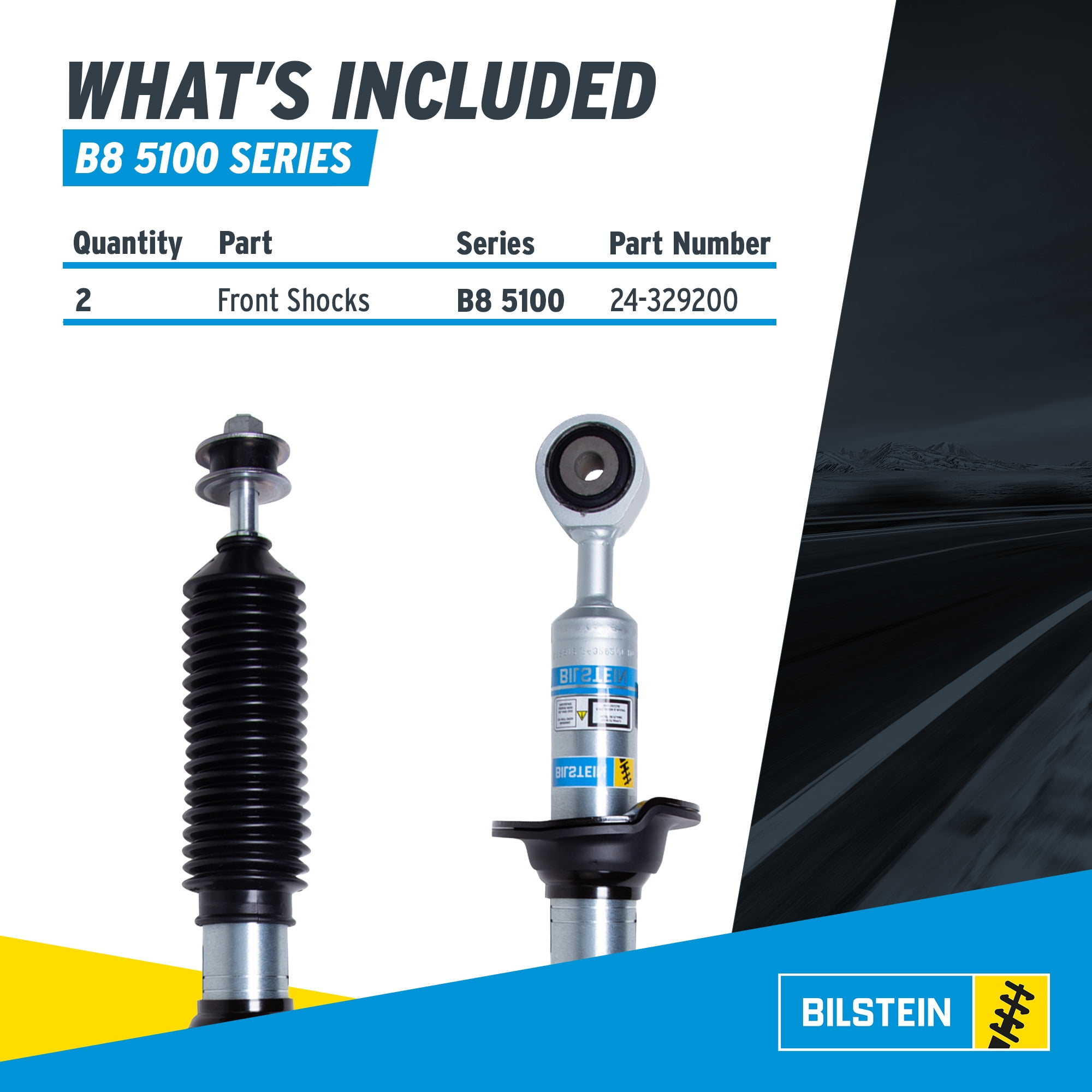 Bilstein Pair of Front B8 5100 Series Shocks Compatible with 2022-2025 Tundra | Provides 0-2.3" Front Lift