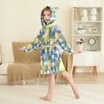 thumbnail image 4 of FORMRS Niños Bathrobe Unisex Hooded Robe Soft Plush Pajamas Sleepwear, Size 2-3T, Blue Plaid Lemon, 4 of 7