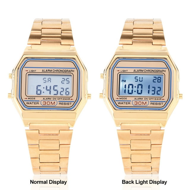 Reloj de pulsera, reloj digital con luz de fondo LED, reloj electrónico multifuncional