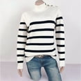 thumbnail image 5 of Black and White Striped Knit Sweater Button Women Pullover Female Jumper Fall Winter Long Sleeve Turtleneck Sexy Woman Sweaters, 5 of 5