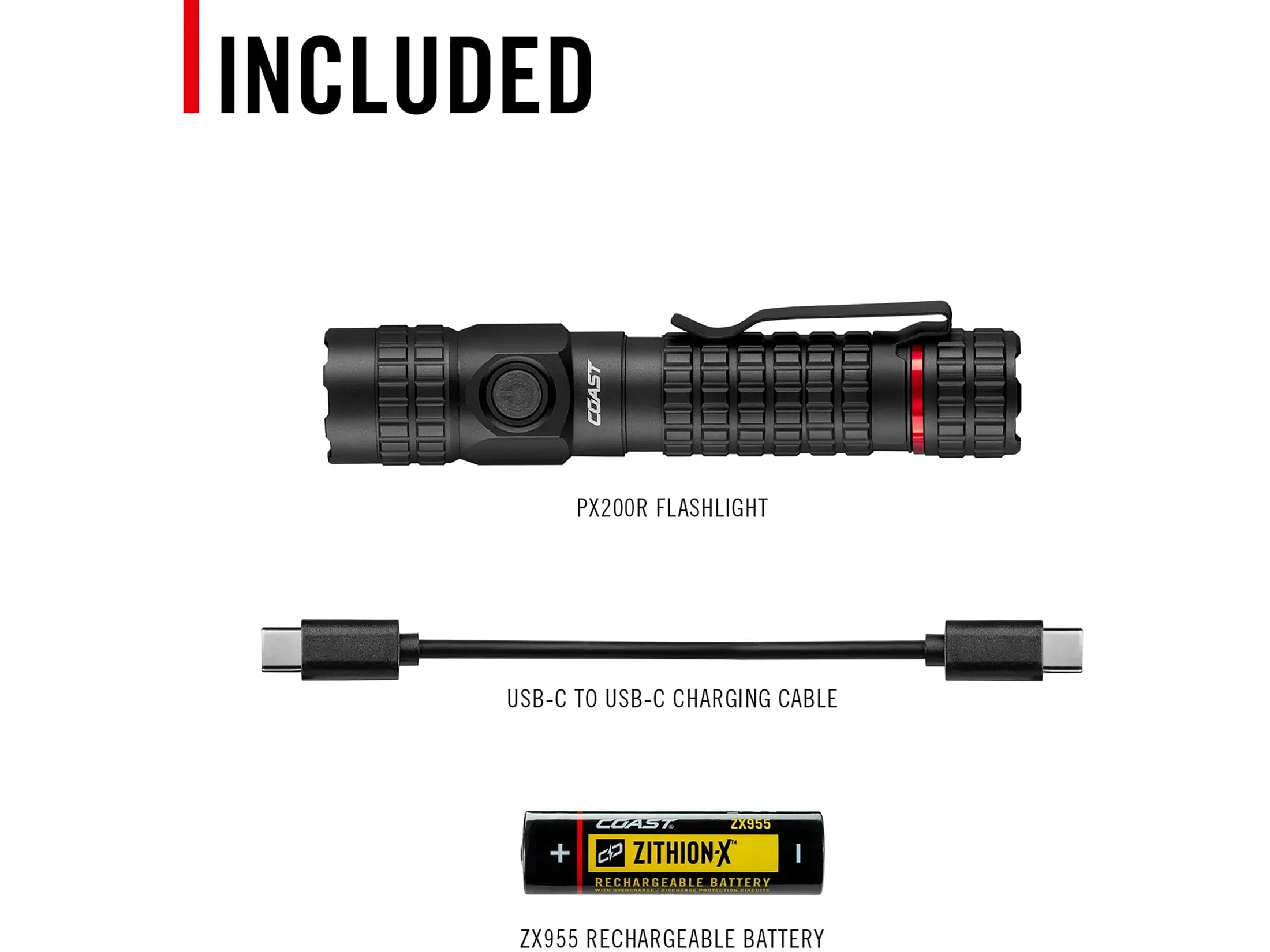 Coast 3022074 PX200R 2000 Lumens Black LED Rechargeable Flashlight