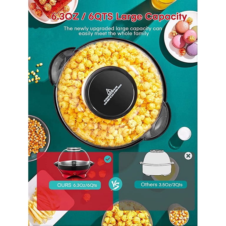 FOHERE 1400W Hot Air Electric Popcorn Popper, Red photo 5