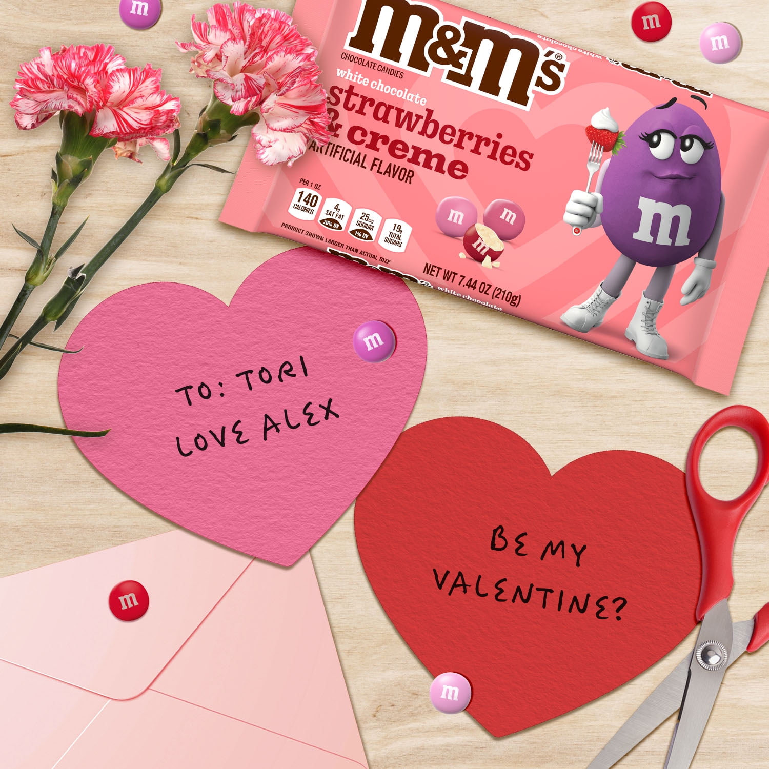 M&M's White Chocolate Strawberries & Cream Valentines Day Candy Mix - 7.44 oz Bag