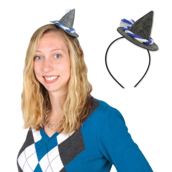 Party Central Club Pack of 12 Gray Oktoberfest Peasant Party Hat with Bavarian String Accents