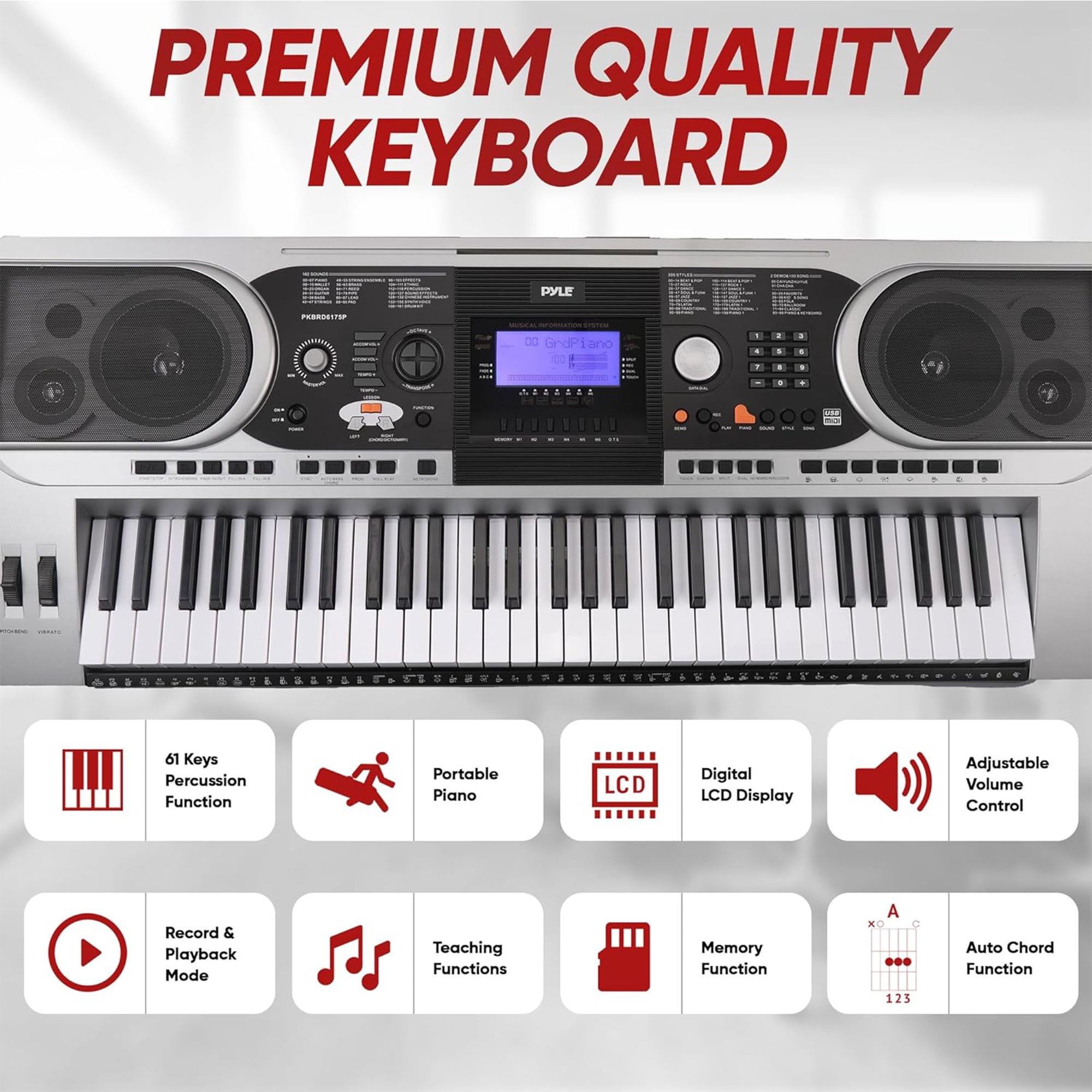 Pyle 61 Keys 2 in 1 Electronic Piano Keyboard w/ Sustain Pedal and Headset