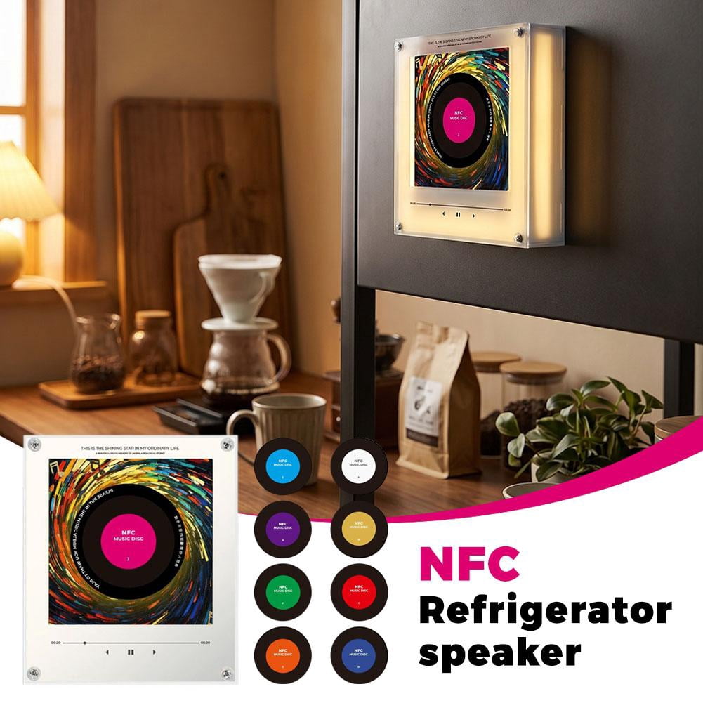 Retro NFC Music Fridge Magnets Set, 9 PCS Programmable Vinyl Record Player Stickers, Auto-Play Personalized Mini Music Box for Home & Office Gifts