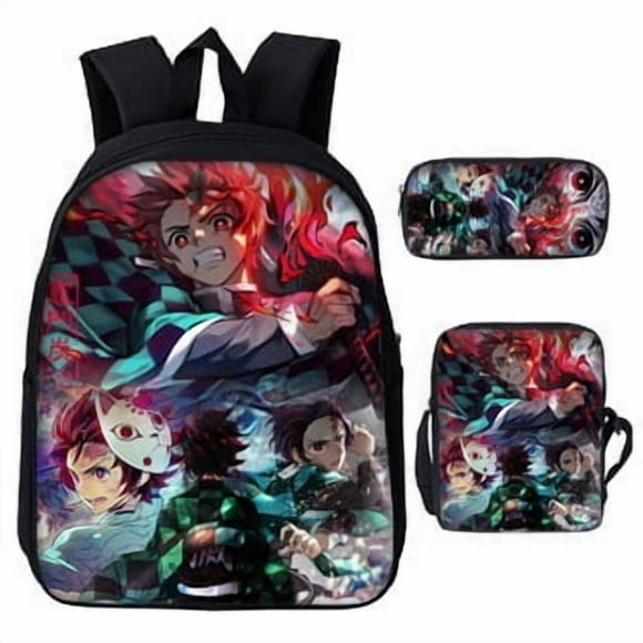 3D Demon Slayer Backpack Cartoon Backpack Three-Piece Printing