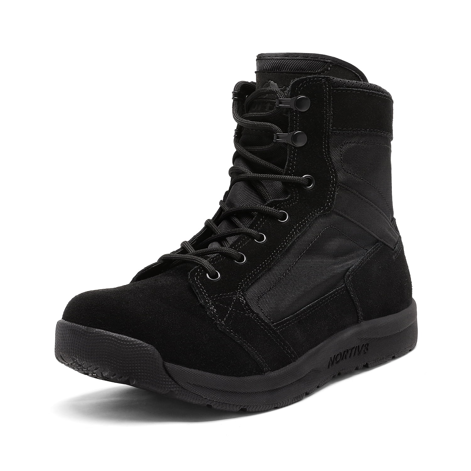 black suede combat boots