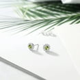 thumbnail image 5 of Gem Stone King 14K White Gold Lab Grown Diamond Halo Stud Earrings 0.70 Ct Round Green Peridot, 5 of 5