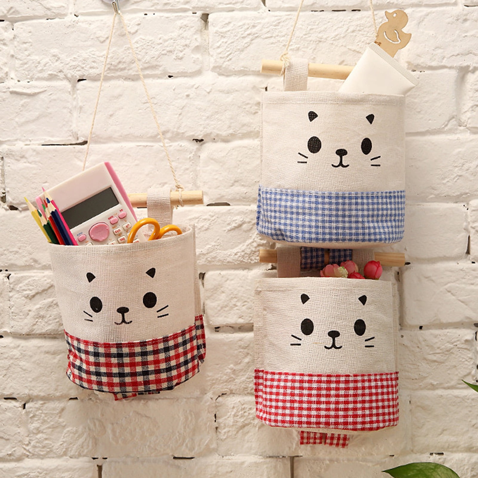 Wall Hanging Storage Bag Linen Hanging Pocket Organizer with Lanyard Wall Mounted Storage Pouch Pockets Toiletries Closet Hanging Bag Walmart