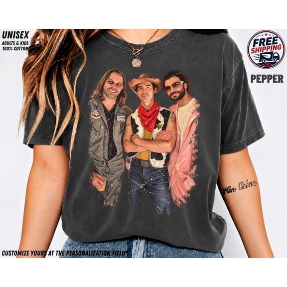 Jonas Brothers Halloween Cowboy Band Adults T-shirt, Retro Spooky Season Fan Shirt