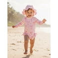 thumbnail image 6 of BemeyourBBs Toddler Baby Girl One Piece Swimsuit with Sun Hat Infant Baby Girl Bathing Suit Rash Guard Bow Print Long Sleeve Round Neck Ruffle Swimwear Summer Pool Beachwear, 6 of 9