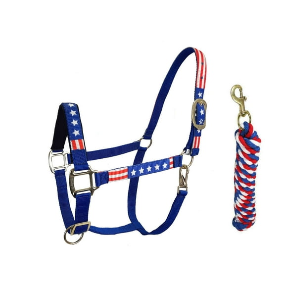 Derby Originals Patriotic Stars and Stripes Nylon Horse Halters with Matching 10 Lead