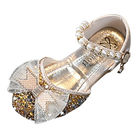 

Fashion Spring And Summer Girls Sandals Dress Dance Performance Princess Shoes Sequin Mesh Bow Pearl Belt Buckle Sandals