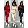 thumbnail image 7 of Women Sweatsuits Outfits Activewear 2Pcs Tracksuit Set Pocket Hoodies Sweatshirt Pullover + Sweatpants Pant Set Lady Athleisure Sportwear Suit, 7 of 7