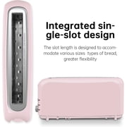 2-Slice Slim Toaster, 6 Shade Settings with Cancel, Reheat & Defrost, 10 Long Slot, Auto Shut off, Removable Crumb Tray, Pink
