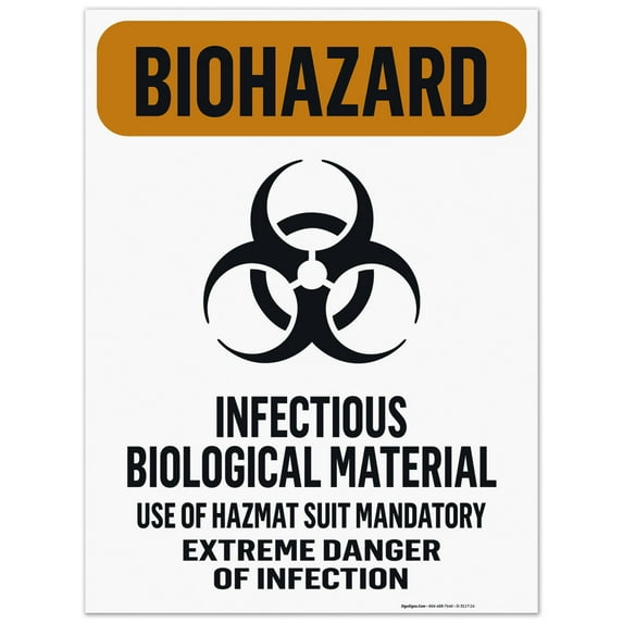 Biohazard Infectious Biological Material Sign, 18x24 Corrugated Plastic