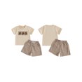 thumbnail image 2 of BemeyourBBs Kids Boy Outfits Short Sleeve Football Embroidery T-Shirt + Shorts Set, 2 of 8