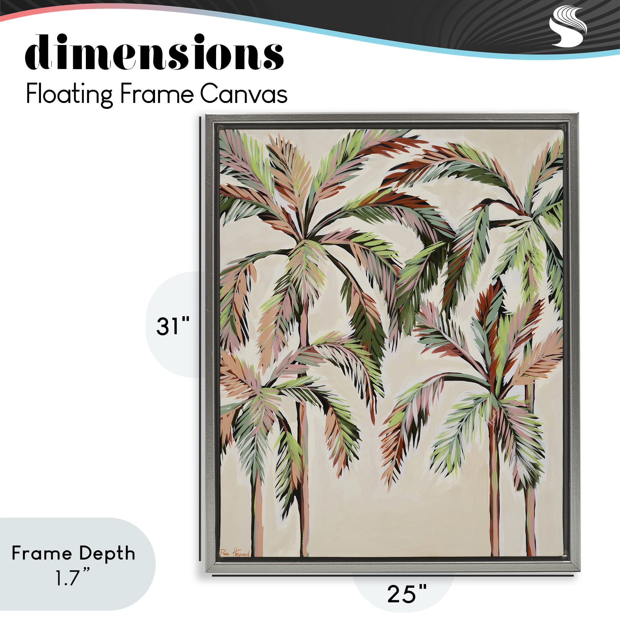 Stupell Industries Blushing Palm Tree Canopy Gray Framed Floater Canvas Wall Art, design by Dani Heyward