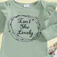 thumbnail image 4 of CAUYDY Newborn Baby Girl Clothes Long Sleeve Ruffle Romper Pants Hat Headband 4PCS Outfits Set for Infant 0-3M 3-6M Preemie Girls Fall Winter Spring Summer (Sizes 0-3 Months,Green), 4 of 7