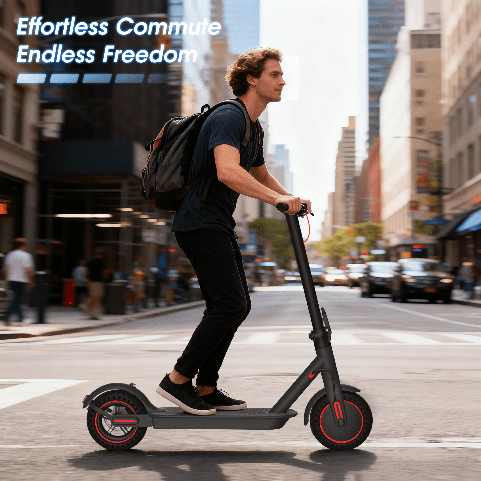 OBX Electric Scooter for Adults,350W Motor 18 MPH &12-16Miles Range 8.5"Anti-Skid Solid Tires, Folding Commuting E-Scooter with Double Braking System