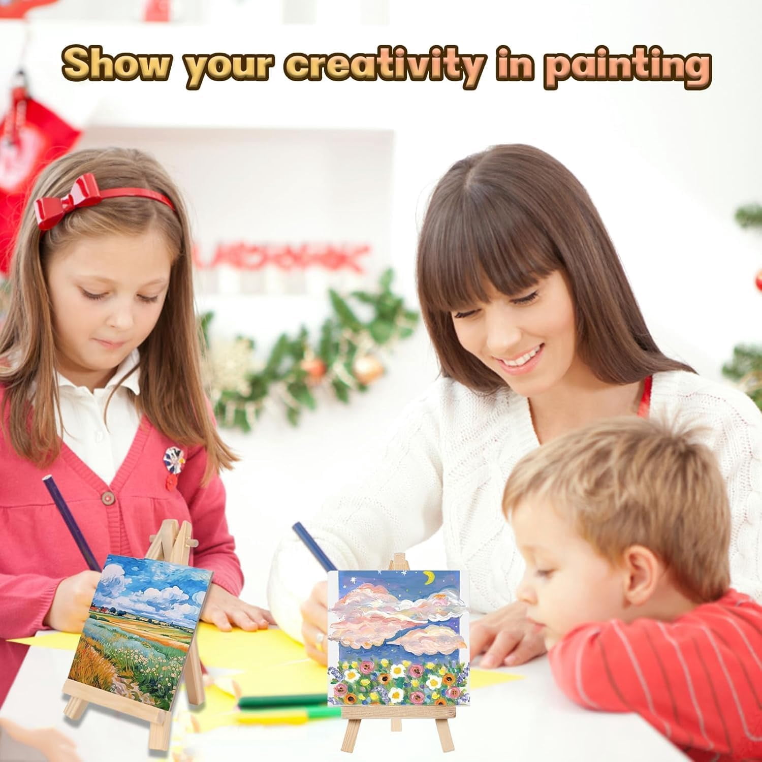 Sip and Paint Kit, 24-Piece Toddler Painting Set with Mini Canvas Suitable for Adults and Kids, Creative Art Projects Suitable for Family Activities and Gifting