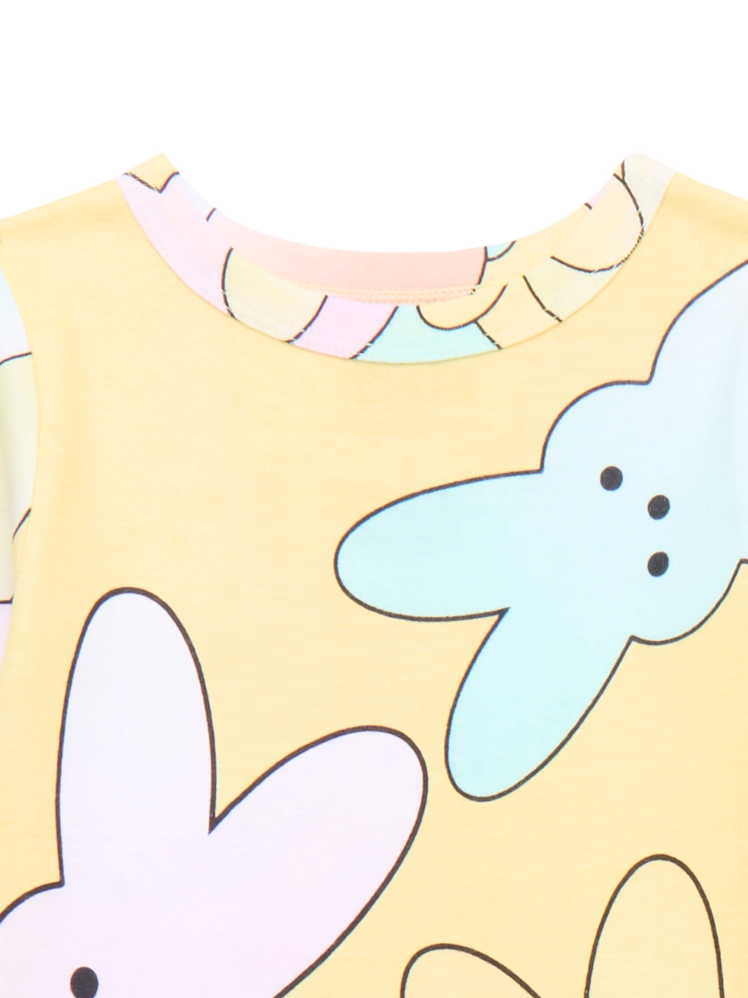 Peeps Girls Cotton Short Sleeve Top with Pants, 2-Piece Pajama Set, Sizes 4-10