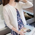 thumbnail image 2 of SWSMCLT Women's Long Sleeve Knit Top Soft Open Front Summer Cardigan for Dresses Cardigan Sweater Button Lightweight Fashion Knitted Spring White Small, 2 of 5