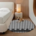 thumbnail image 3 of Checkered Stars Round Living Room Rugs 4 ft, White Green Black Plaid Art Washable Area Rug with Non-Slip Sturdy Edge Binding Round Carpet for Entryway Kitchen Bedroom Bathroom, 3 of 9