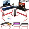 thumbnail image 4 of Bestier 55 inch L-Shaped Gaming Computer Desk with Monitor Stand Home Office Corner Desk, 4 of 5
