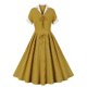 thumbnail image 1 of Vestido de Manga Corta para Mujeres Cremallera de Cuello en V Vestido de Cintura Alta Doble Cepillado de Cuatro Lados Estiramiento, Moda Casual para Mujeres, 1 of 8