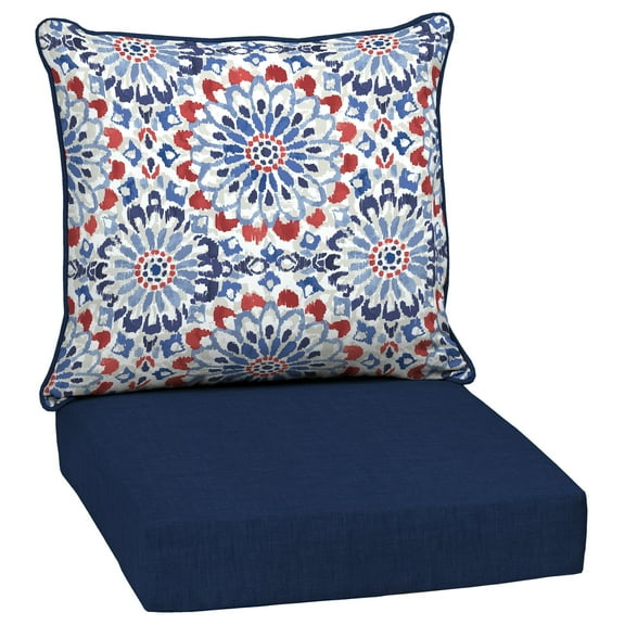 ARDEN Outdoor Deep Seat Cushion Set, 24 x 24, Water Repellant, Fade Resistant, Deep Seat Bottom & Back Cushion, Clark Blue