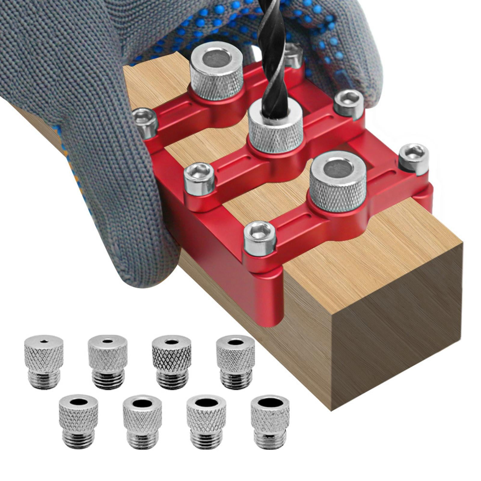 Dowelling Jig Wood Dowel Jig for Straight Holes Adjustable Self Centering Dowelling Jig for Drawers Craft Construction Cabinets Woodworking 11 drill bushing