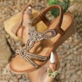 thumbnail image 5 of Dakaela Womens Wedge Sandals Flower Low Heel Dressy Shoes Elastic Ankle Strap Rhinestone Summer Sandal, 5 of 7