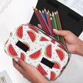 thumbnail image 4 of Rateoe Watermelon Pattern Double Clamshell Pen Case, Storage Organizer with Two Zipper Compartments– Holds Up to 50 Pencils & Pens, 4 of 4