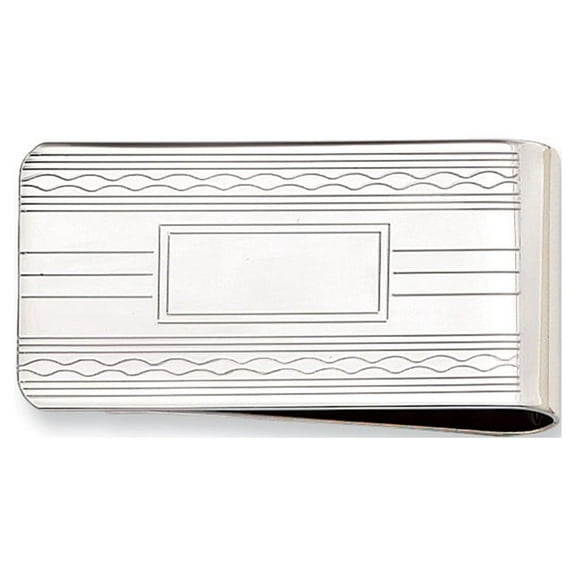 Rhodium-plated Kelly Waters Patterned Edge Money Clip; for Adults and Teens; for Women and Men