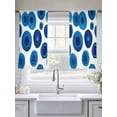 thumbnail image 5 of Blue Wave Point Sheer Curtains 2 Panels Set Retro Geometric Watercolor Dark Blue Points Sheer Window Curtains Light Filtering Rod Pocket Voile Drapes for Bedroom Living Room 52"x45", 5 of 8