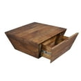 thumbnail image 3 of The Urban Port 36 Inch Handcrafted Modern Farmhouse Coffee Table, Geometric Angled Square, 1 Drawer, Walnut Mango Wood, 3 of 5