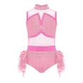 thumbnail image 3 of TTAO Girls Ballet Leotard Modern Gymnastics Jazz Dance Outfit Kids Sleeveless Feather Skirt Rhinestone Bodysuit Pink 10, 3 of 5