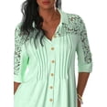 thumbnail image 4 of DYMADE Women Formal Dressy Shirt Lace Workwear Half Sleeve Button Blouse, 4 of 4