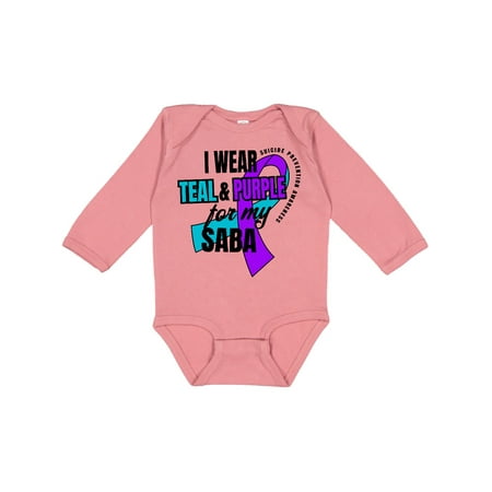 

Inktastic Suicide Prevention I Wear Teal and Purple for My Saba Gift Baby Boy or Baby Girl Long Sleeve Bodysuit