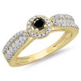 thumbnail image 1 of 0.80 Carat (ctw) 18K Yellow Gold Round Cut White & Black Diamond Ladies Bridal Vintage Halo Style Engagement Ring 3/4 CT, 1 of 1