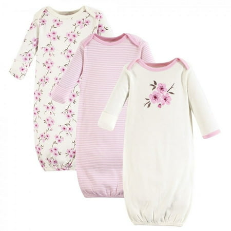 UPC: 0660168667042 | Touched by Nature Baby Girl Organic Cotton Long-Sleeve Gowns 3pk Cherry Blossom 0-6 Months