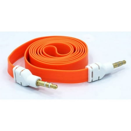 3.5mm Aux Cable for REVVL V Plus 5G Phone - Adapter Car Stereo Aux-in Audio Cord Speaker Jack Wire Flat Orange Compatible With T-Mobile REVVL V Plus 5G
