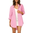 thumbnail image 1 of Women's Blouses Button Down Loose Fit Long Sleeve Shirts with Pocket, 1 of 4