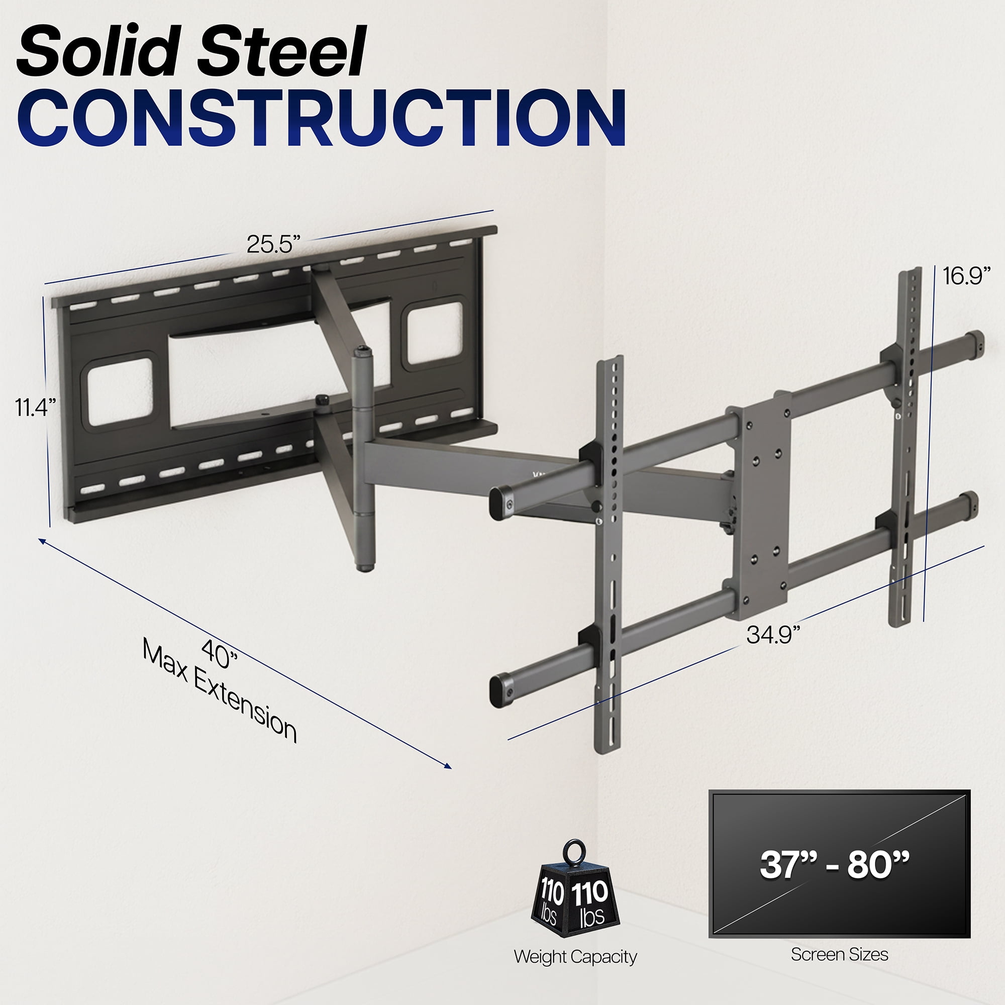 VIVO TV Wall Mount for 37"-85" Plasma Screen | Fully Articulating VESA Mount