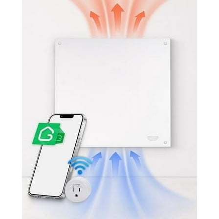 Convection Panel Heater - 400W Amaze Solo Energy Efficient Space Heater for Bedroom, Bathroom & Garage - 24″x24″ Paintable & Silent Electric Heater w/Wall Mount Kit, Up to 150 sq ft (Solo Smart)